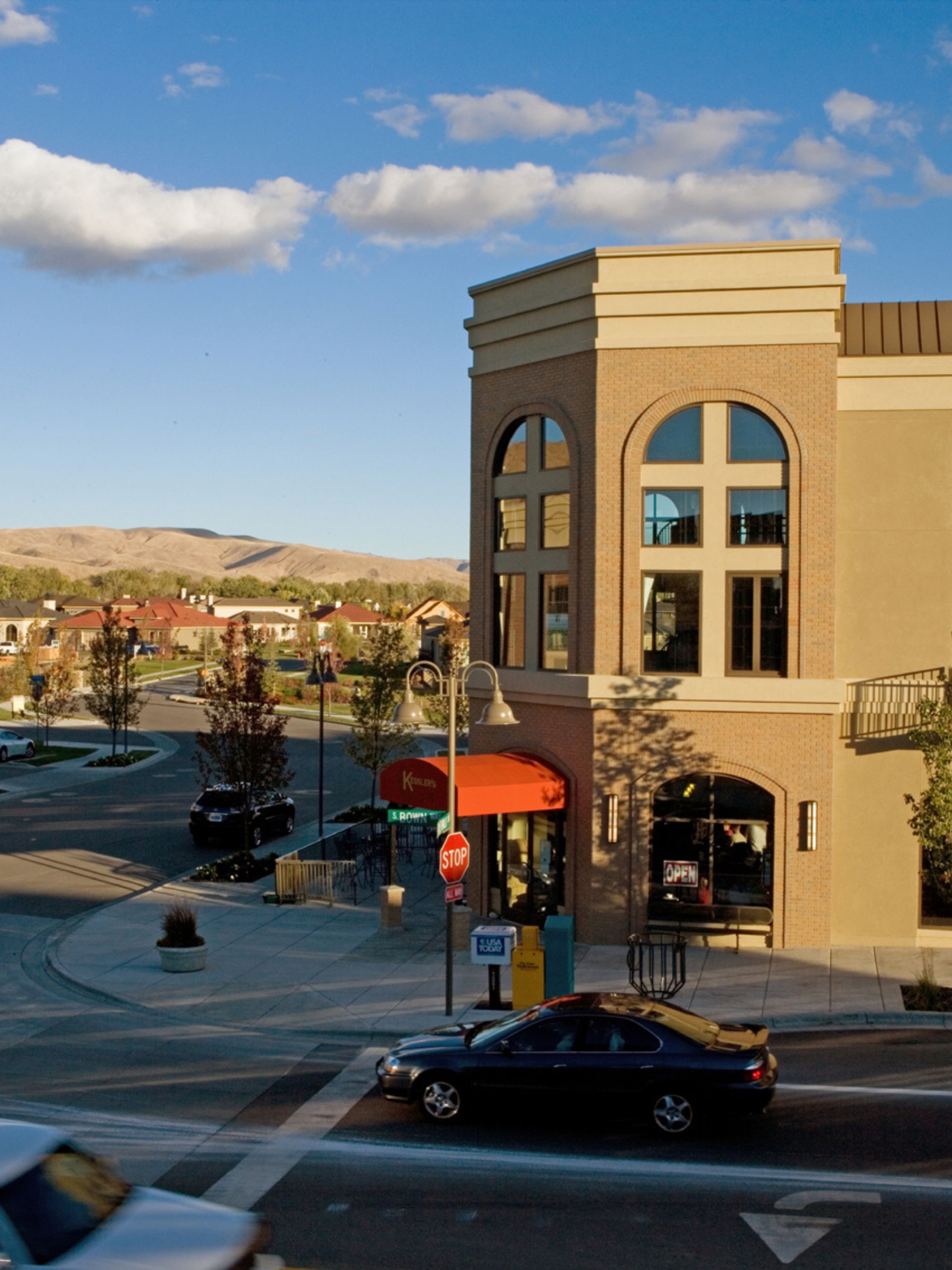 Exterior view of Bown Crossing a mixed-use development in Boise