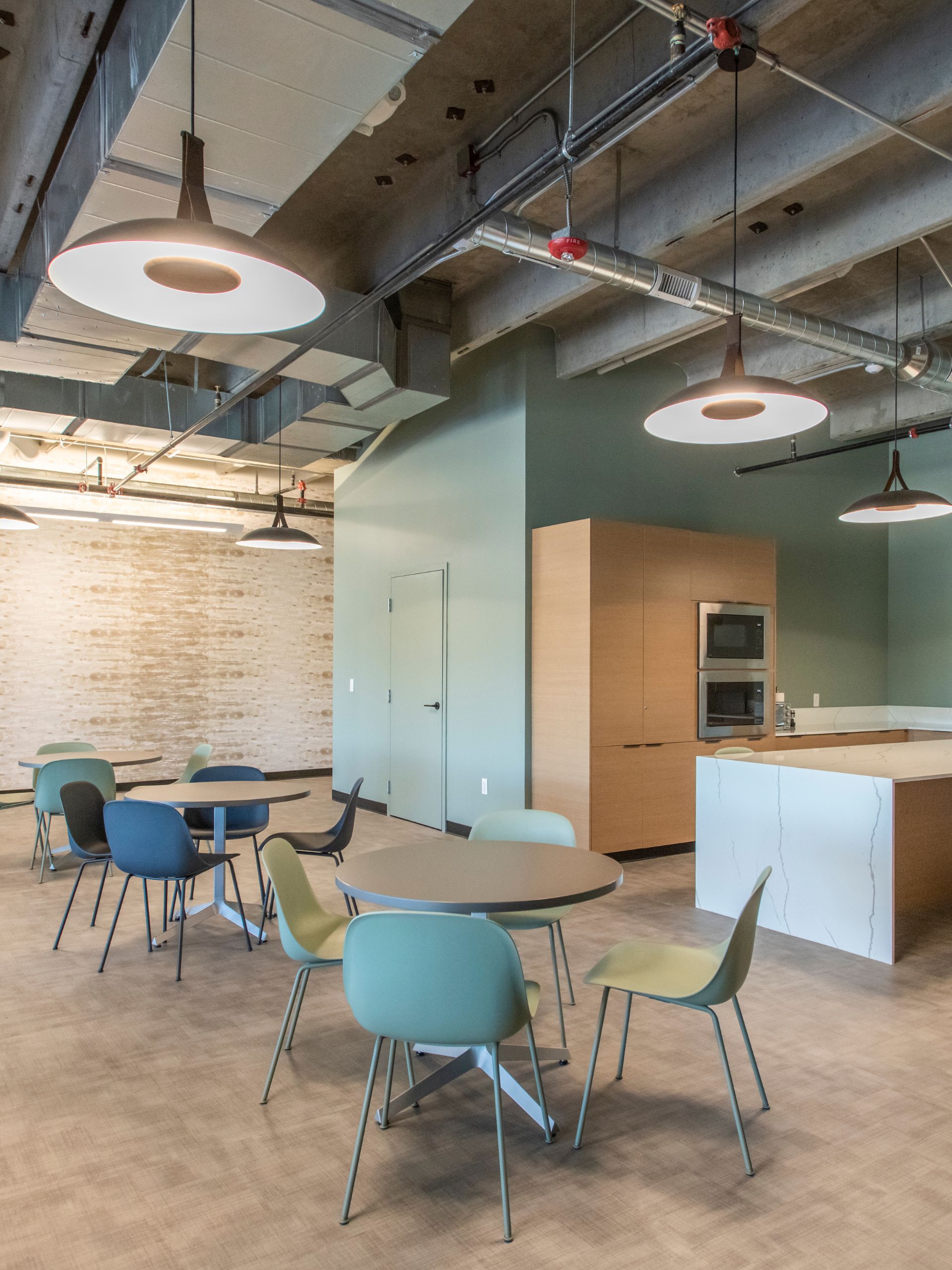 Staff kitchen and lounge area for a shared office space